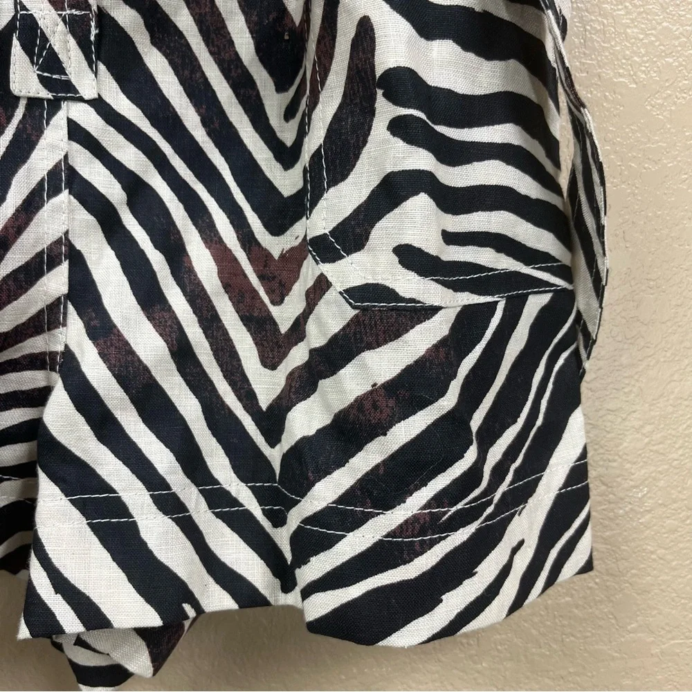 Banana Republic Linen Oversized Zebra Shorts Romper NWOT